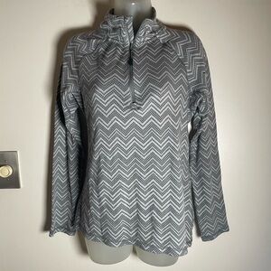 Eddie Bauer Women’s Gray Chevron Print 1/4 Zip Sweatshirt Size M Running Hiking